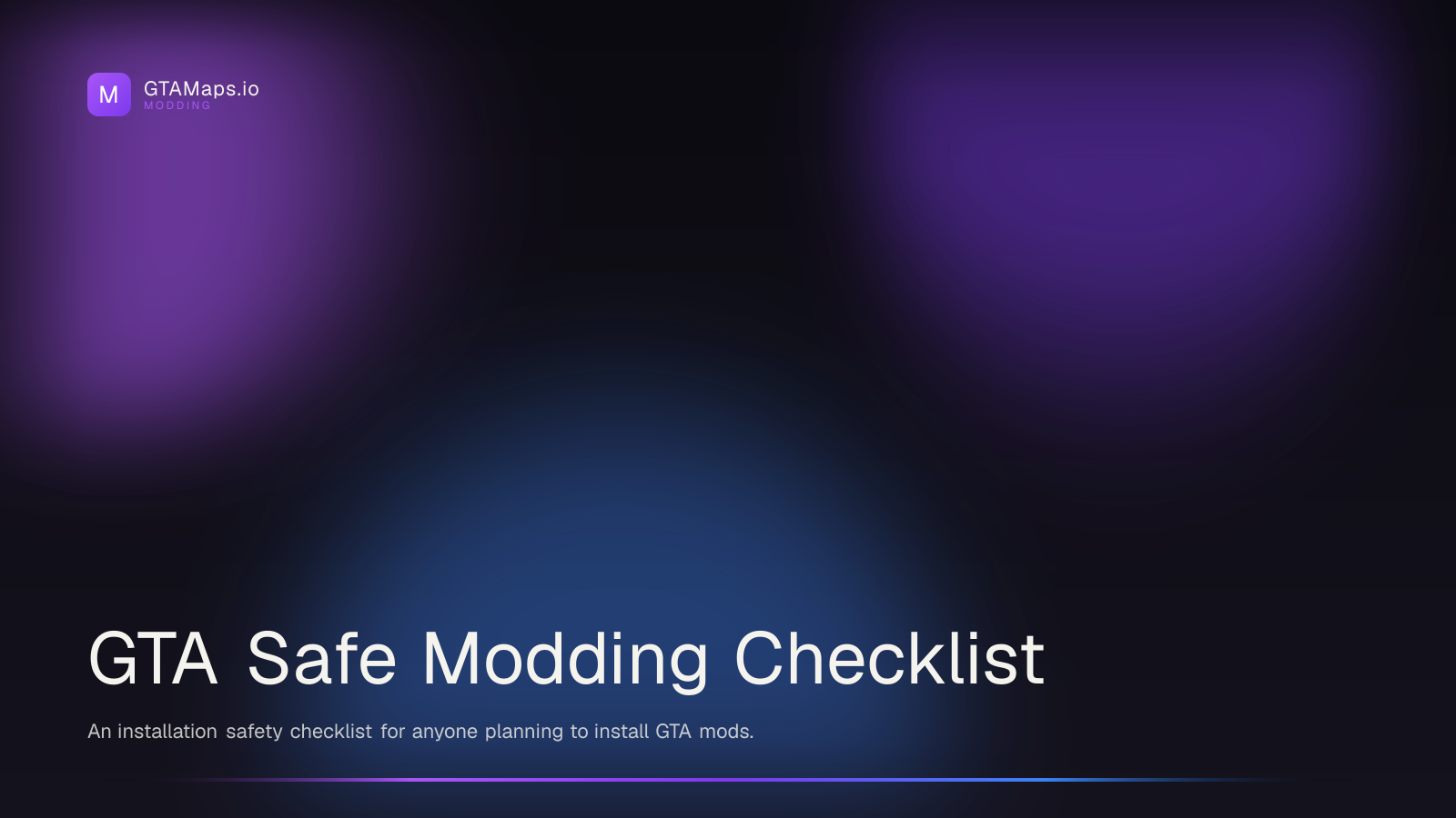 GTA Safe Modding Checklist